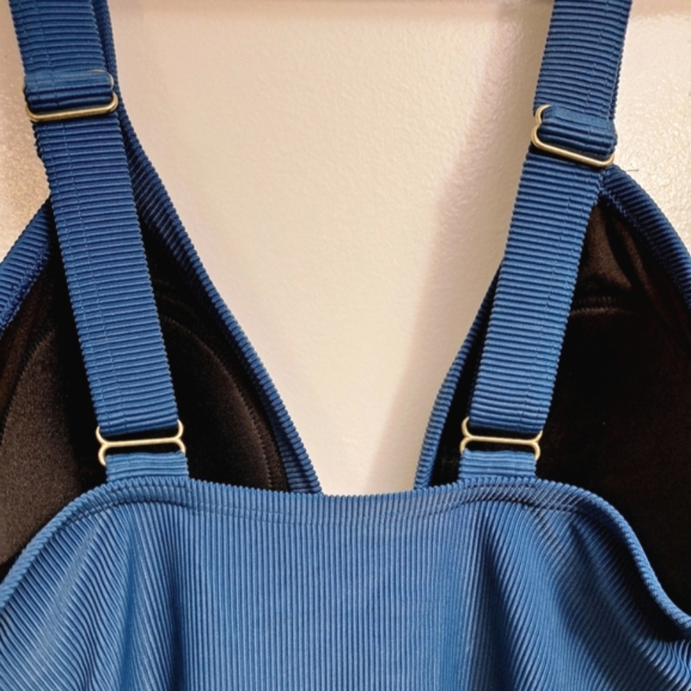 Kona Sol Target Teal Blue Mid Zip Padded One-Piece Swimsuit Swimwear Beach Coast - Picture 6 of 15
